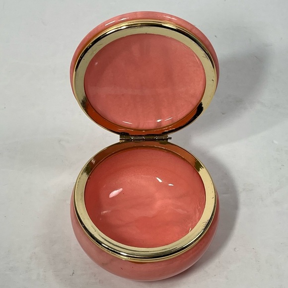 Hand Carved Genuine Alabaster Pink Trinket Hinged Box Made in Italy Floral - Picture 4 of 9